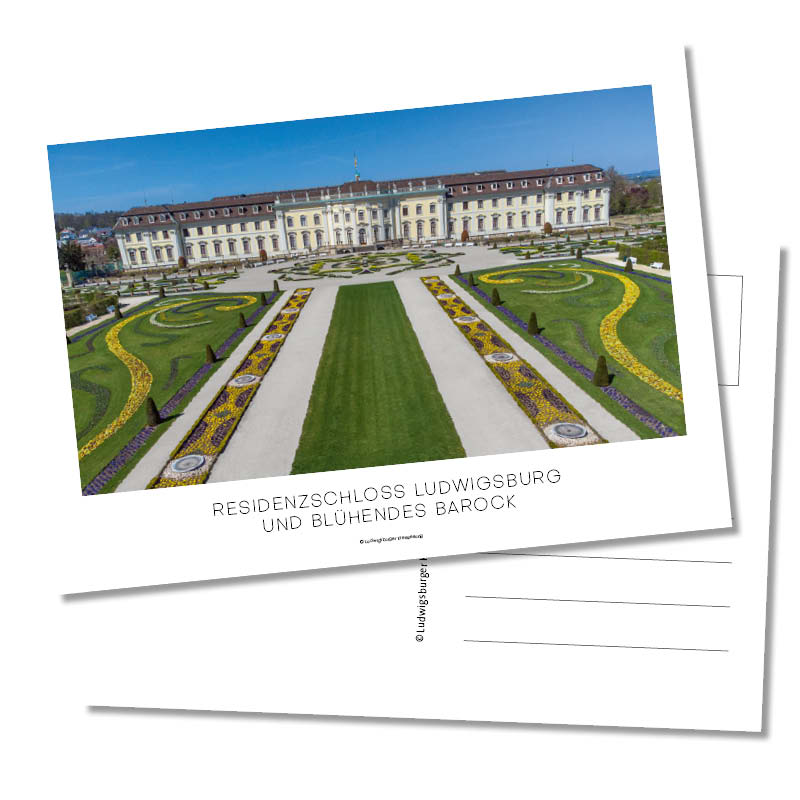 Postkarte Luftbild Blühendes Barock – Frontansicht